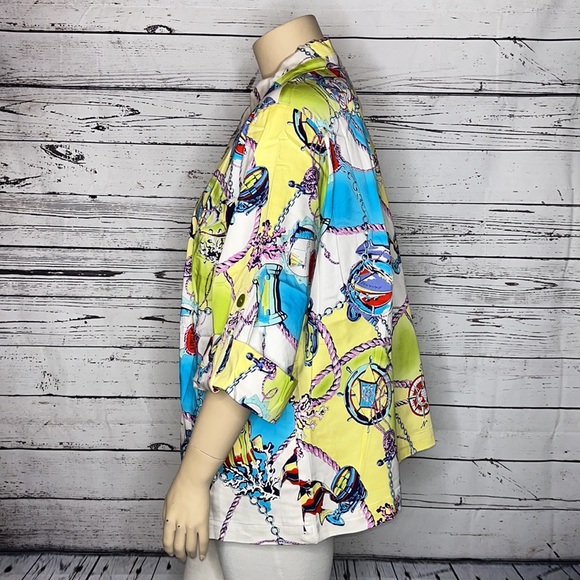 George Simonton NWT 3X Fish Nautical Bahamas Vacation Print Button Front Jacket - Picture 4 of 6